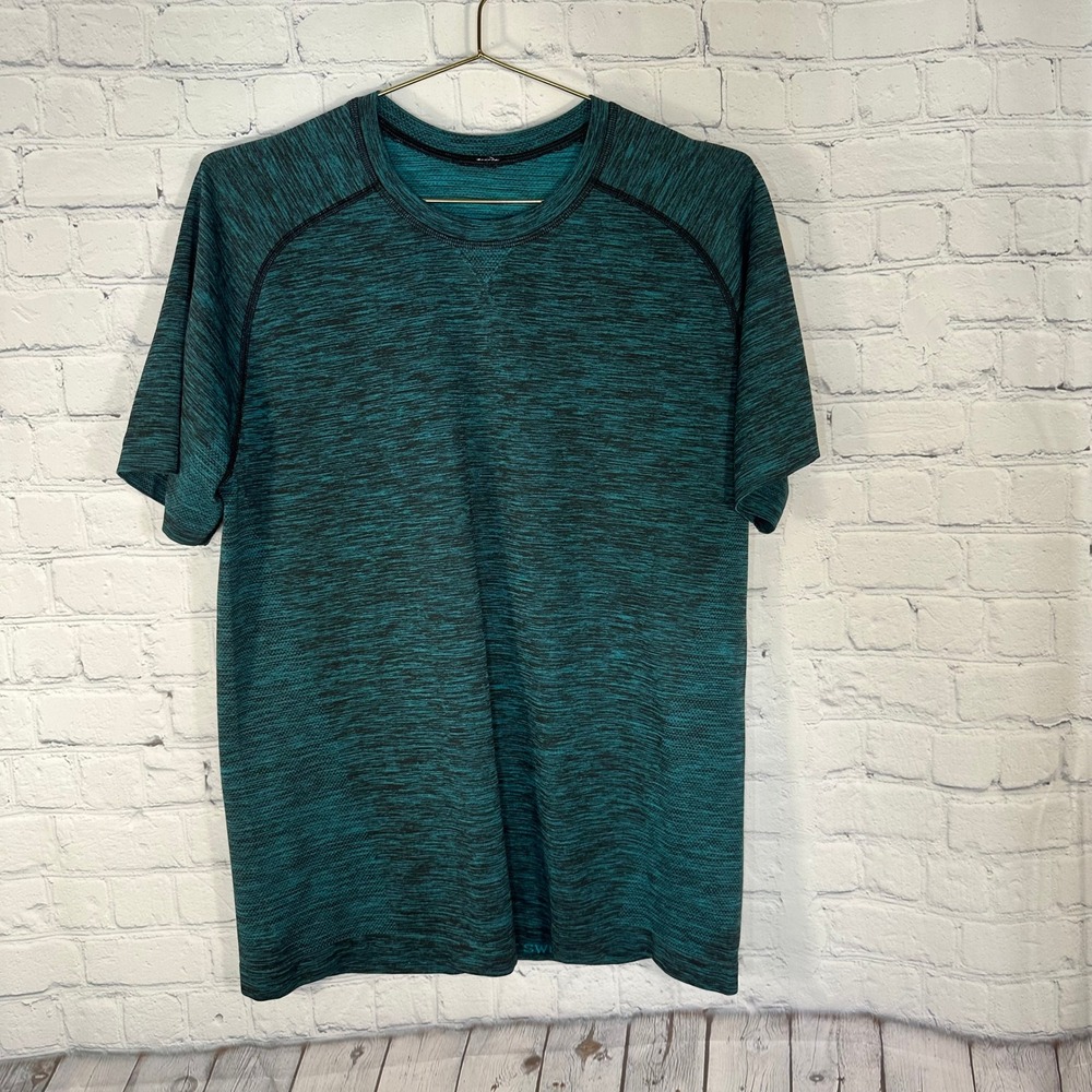 Lululemon Metal Vent Tech Shirt Mens Medium Teal Black Space Dye Short Sleeve